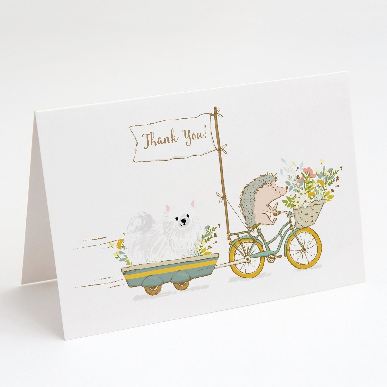 Pomeranian White Greeting Cards Pack of 8 Blank Cards with Envelopes Whimsical A7 Size 5x7