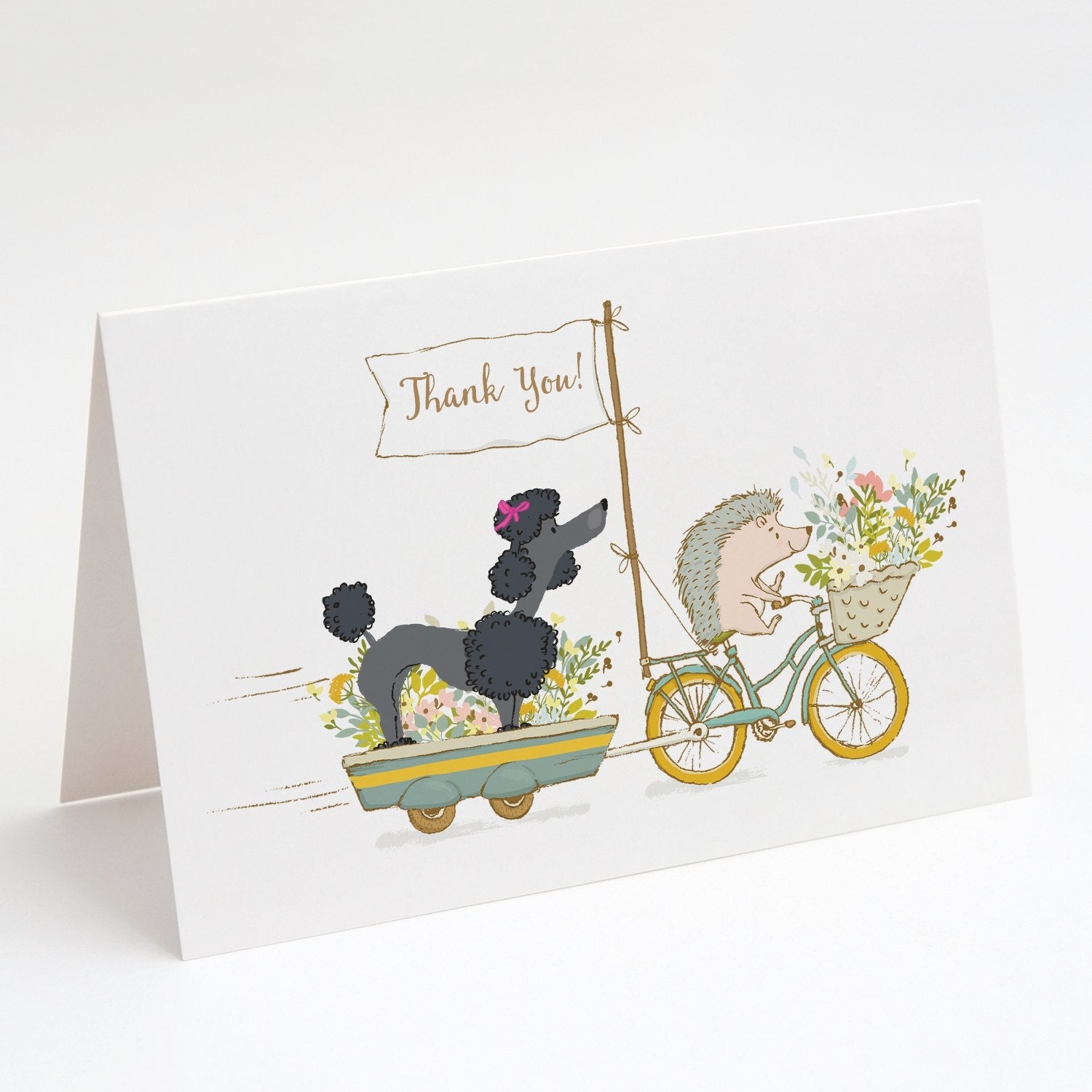 Poodle Black Greeting Cards Pack of 8 Blank Cards with Envelopes Whimsical A7 Size 5x7