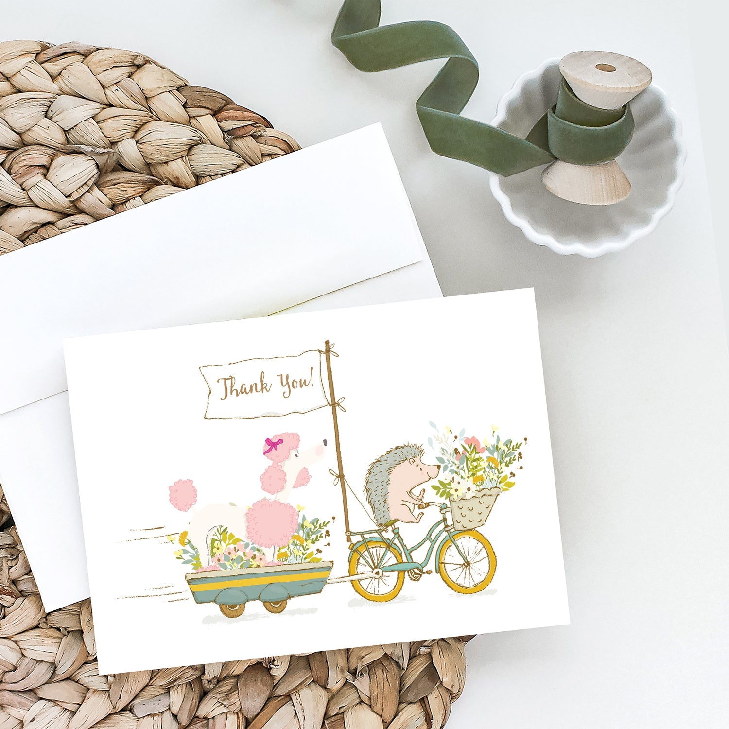Poodle Pink Greeting Cards Pack of 8 Blank Cards with Envelopes Whimsical A7 Size 5x7