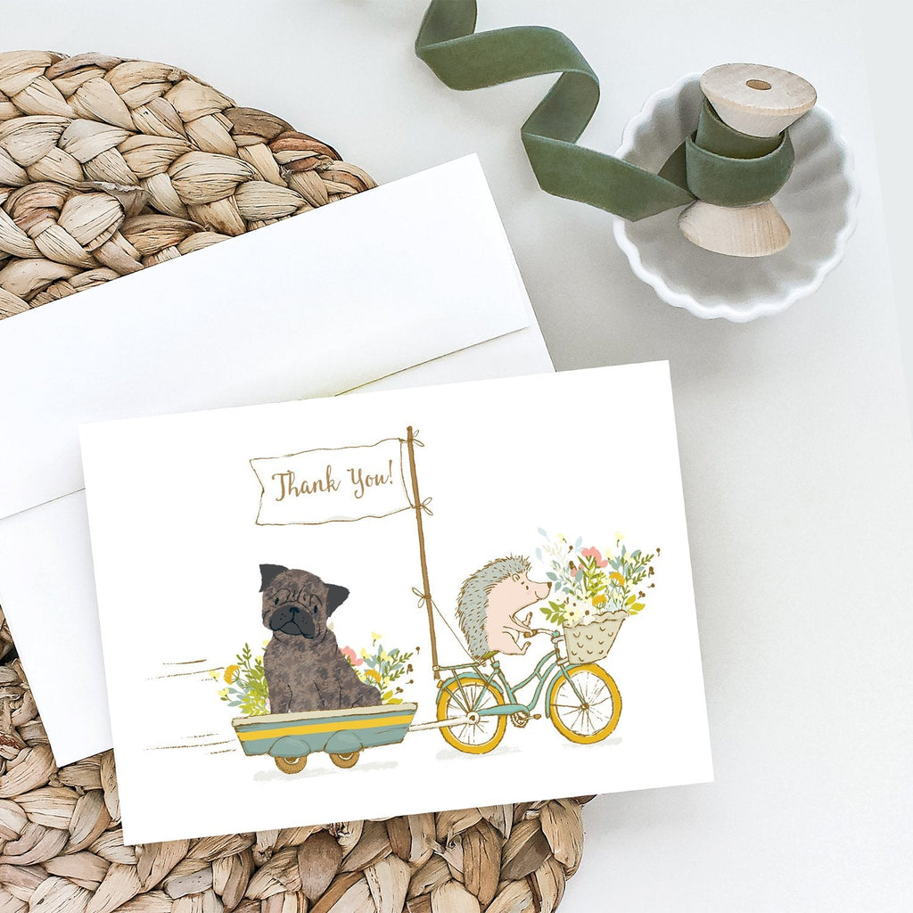 Pug Brindle Greeting Cards Pack of 8 Blank Cards with Envelopes Whimsical A7 Size 5x7