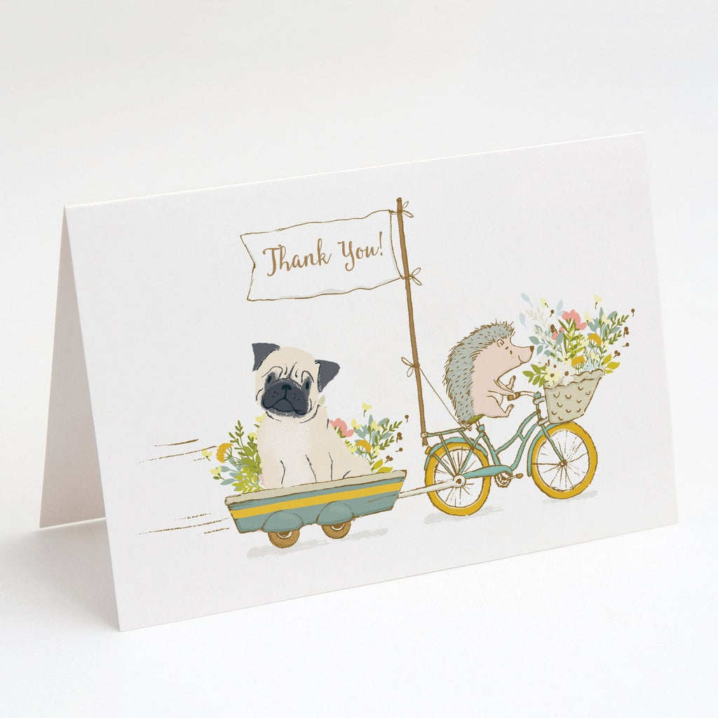 Pug Fawn Greeting Cards Pack of 8 Blank Cards with Envelopes Whimsical A7 Size 5x7