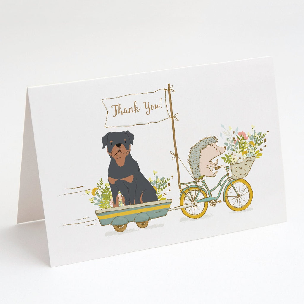 Rottweiler Greeting Cards Pack of 8 Blank Cards with Envelopes Whimsical A7 Size 5x7