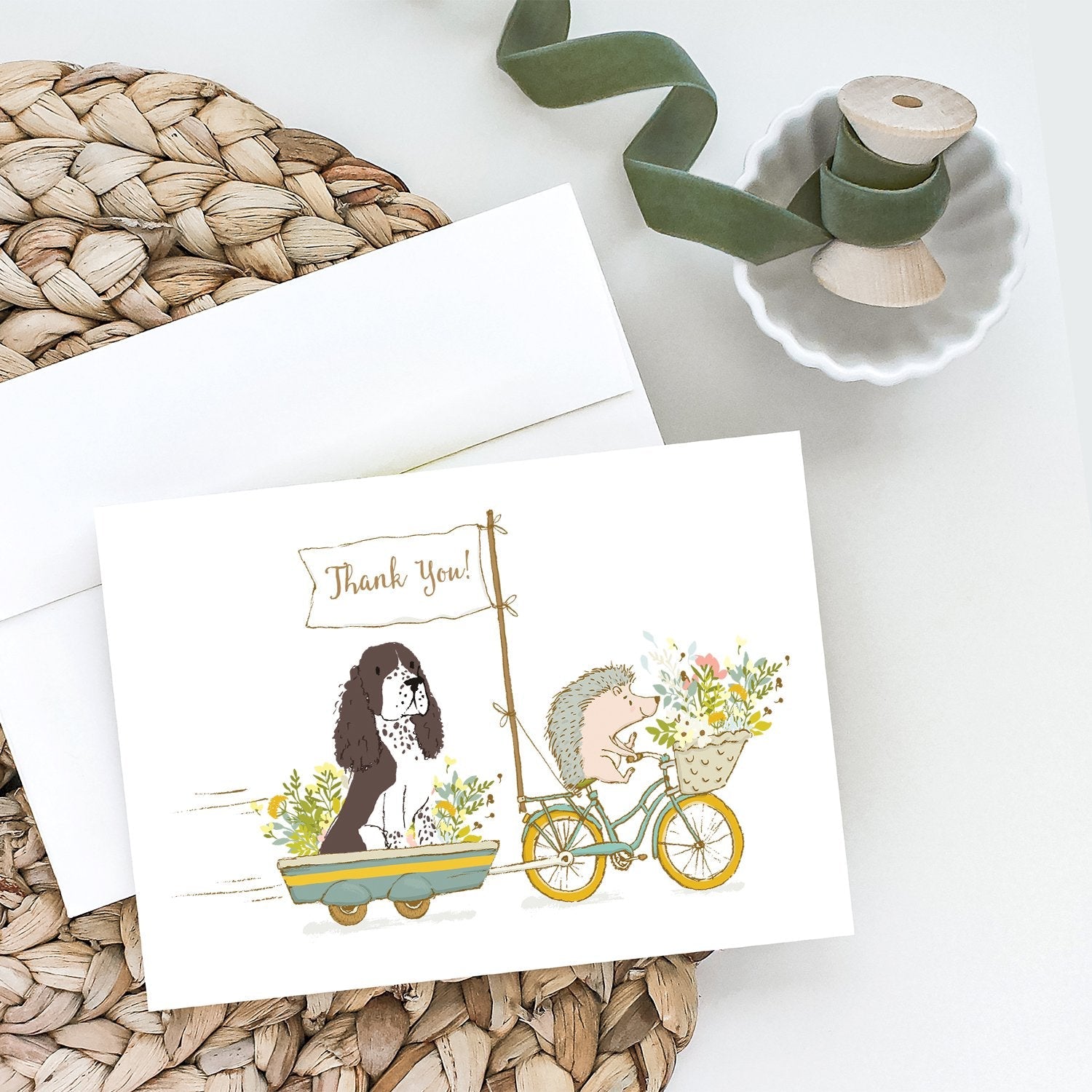 Springer Spaniel Brown Greeting Cards Pack of 8 Blank Cards with Envelopes Whimsical A7 Size 5x7