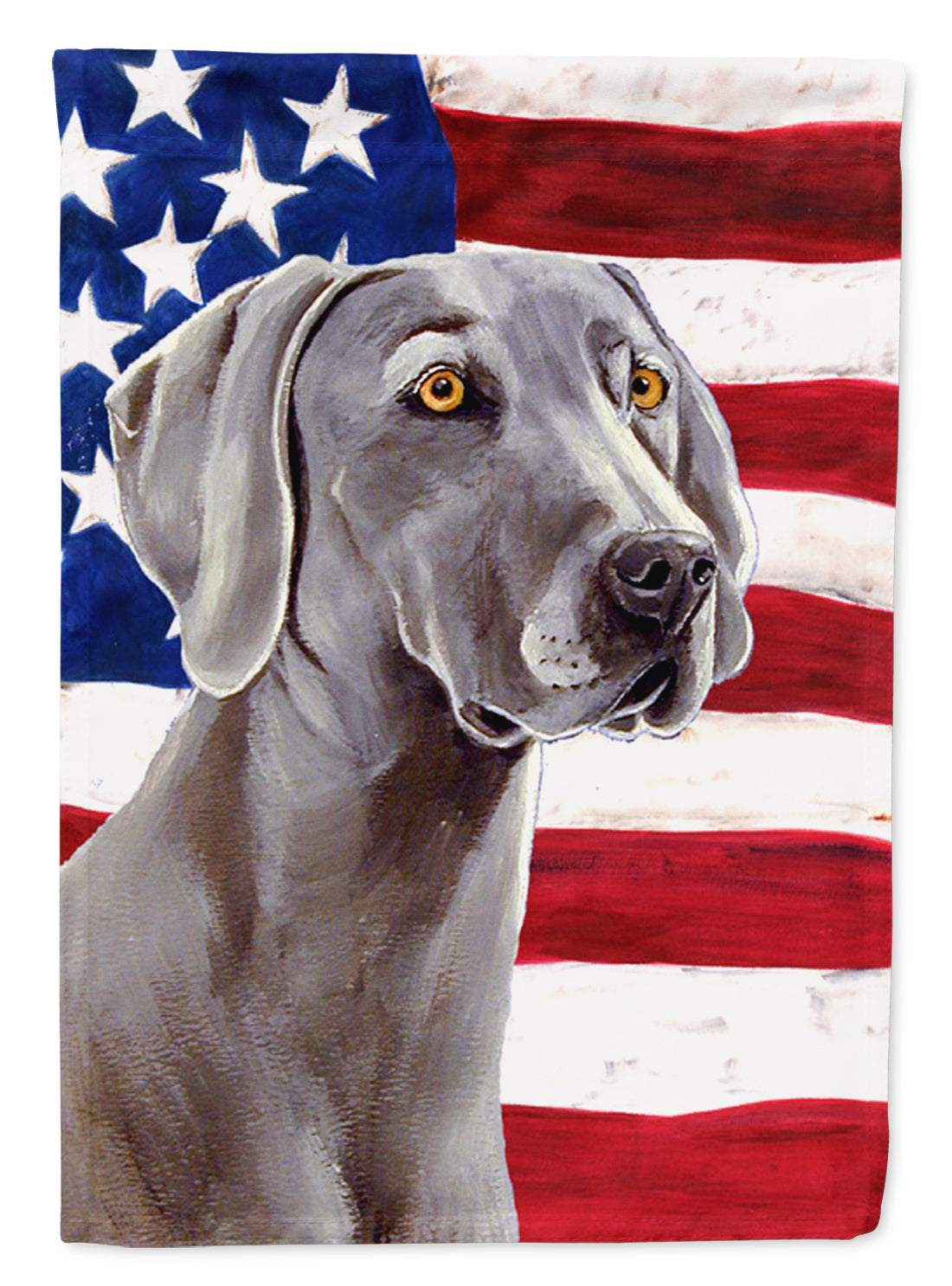 USA American Flag with Weimaraner House Flag 28x40 Porch Sleeve Pole Decorative Outside Yard Banner Artwork Wall Hanging, Polyester