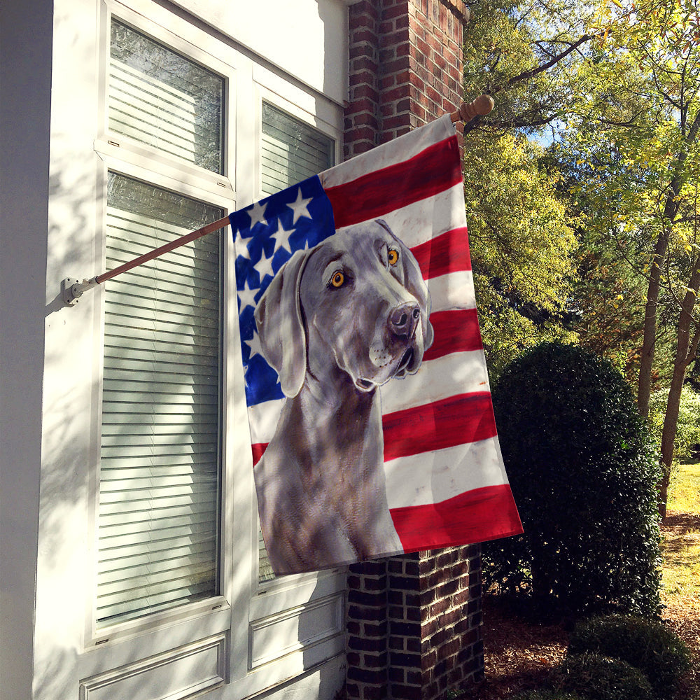 USA American Flag with Weimaraner House Flag 28x40 Porch Sleeve Pole Decorative Outside Yard Banner Artwork Wall Hanging, Polyester