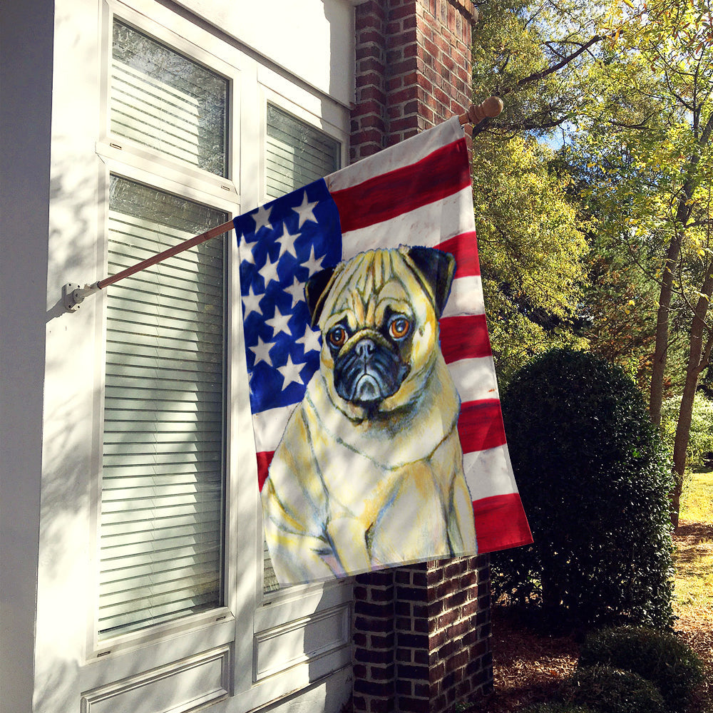 USA American Flag with Pug House Flag 28x40 Porch Sleeve Pole Decorative Outside Yard Banner Artwork Wall Hanging, Polyester