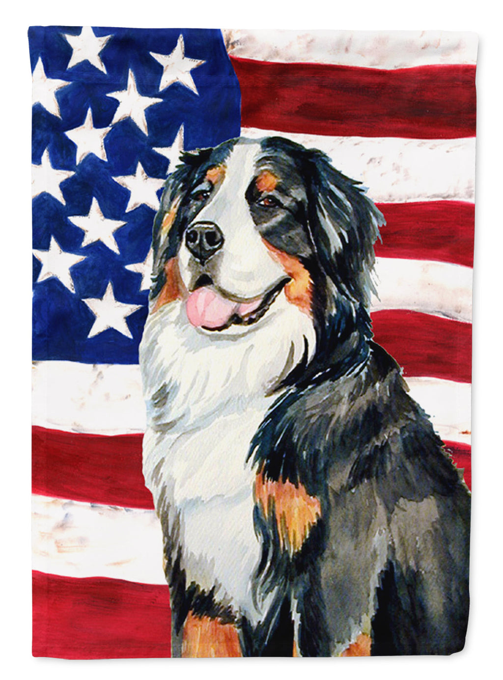USA American Flag with Bernese Mountain Dog House Flag 28x40 Porch Sleeve Pole Decorative Outside Yard Banner Artwork Wall Hanging, Polyester