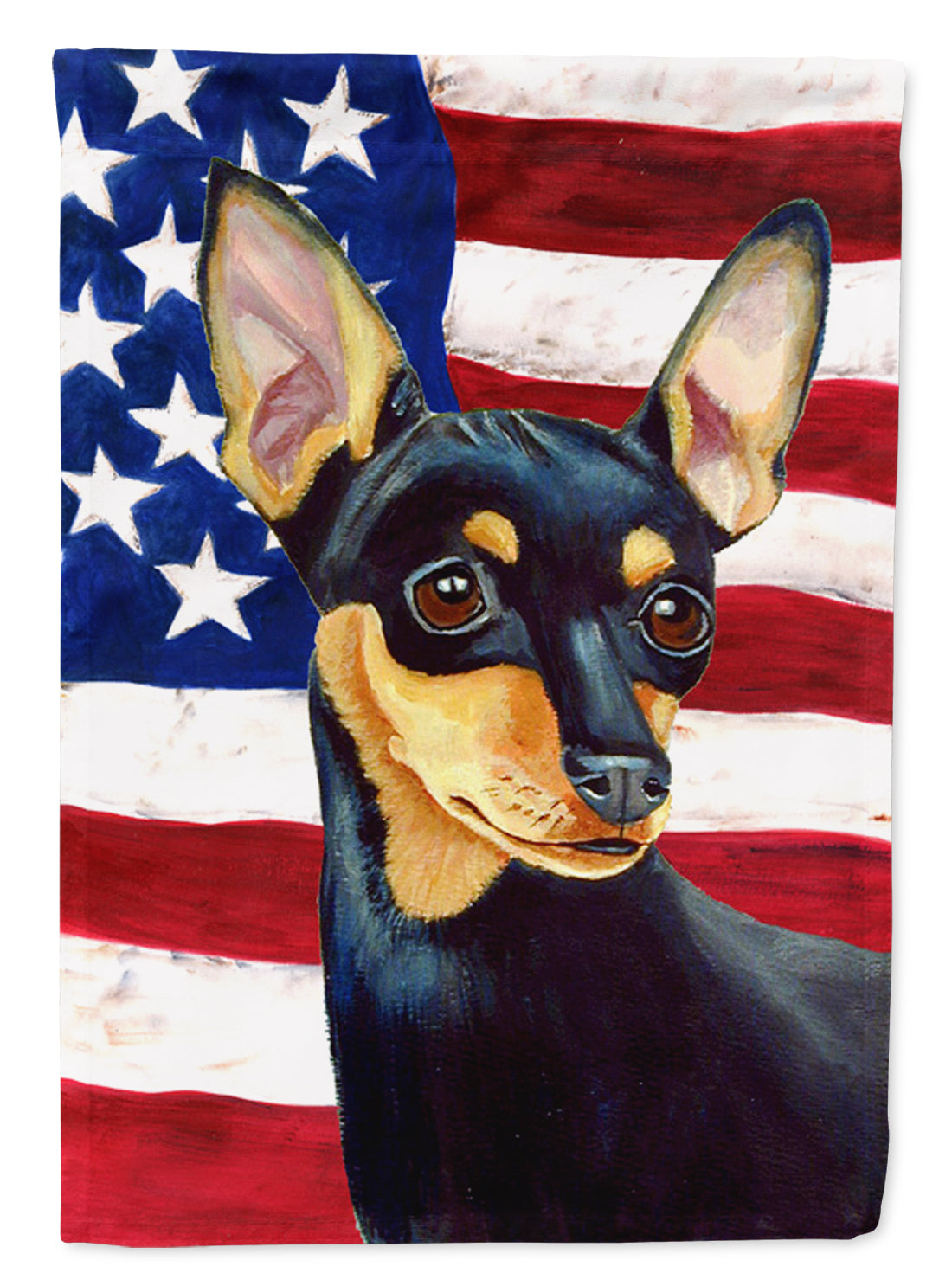 USA American Flag with Min Pin House Flag 28x40 Porch Sleeve Pole Decorative Outside Yard Banner Artwork Wall Hanging, Polyester