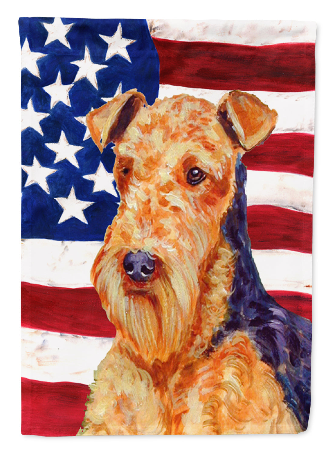 USA American Flag with Airedale House Flag 28x40 Porch Sleeve Pole Decorative Outside Yard Banner Artwork Wall Hanging, Polyester