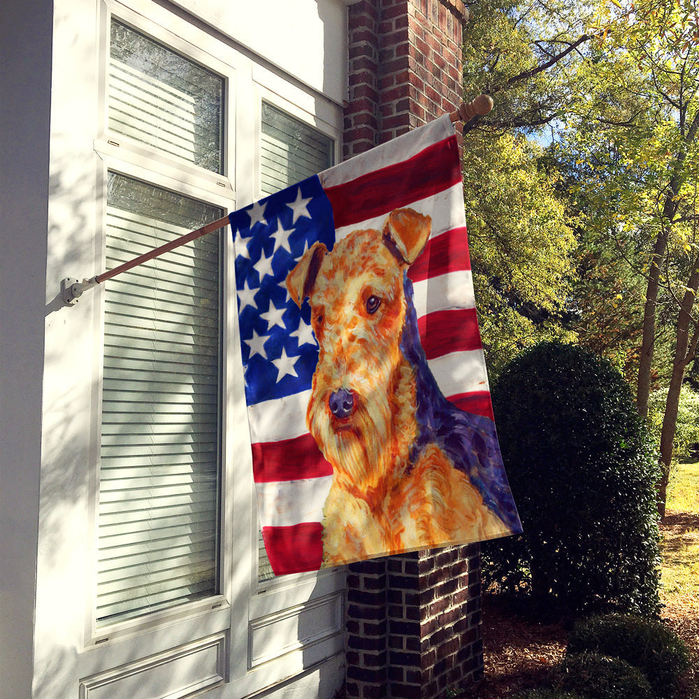 USA American Flag with Airedale House Flag 28x40 Porch Sleeve Pole Decorative Outside Yard Banner Artwork Wall Hanging, Polyester