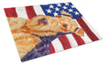 USA American Flag with Airedale Cutting Board Tempered Glass Kitchen Cutting Surface, Heat Resistant Chopping, Non-Slip Feet, Food Prep & Serving