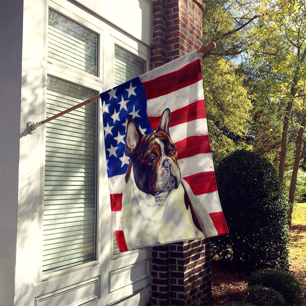 USA American Flag with French Bulldog House Flag 28x40 Porch Sleeve Pole Decorative Outside Yard Banner Artwork Wall Hanging, Polyester