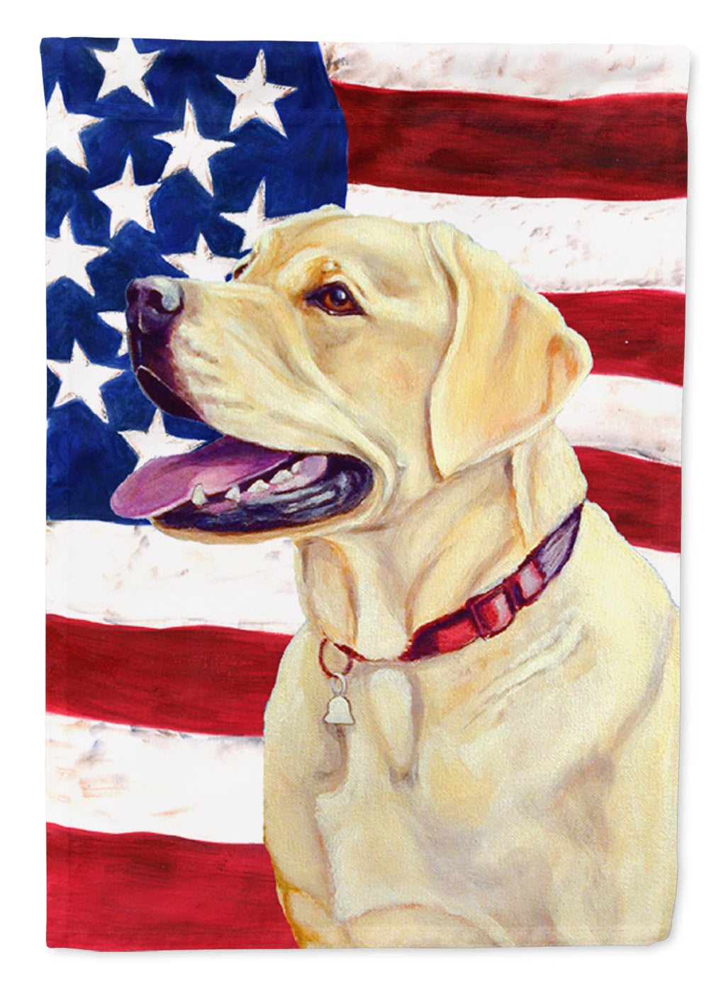 USA American Flag with Labrador House Flag 28x40 Porch Sleeve Pole Decorative Outside Yard Banner Artwork Wall Hanging, Polyester