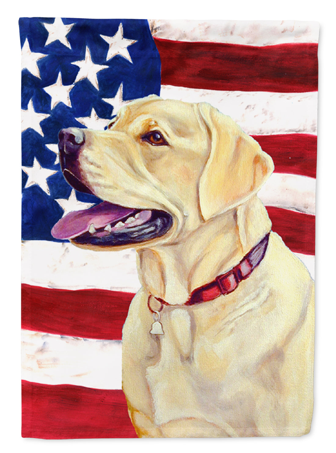 USA American Flag with Labrador House Flag 28x40 Porch Sleeve Pole Decorative Outside Yard Banner Artwork Wall Hanging, Polyester