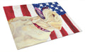 USA American Flag with Labrador Cutting Board Tempered Glass Kitchen Cutting Surface, Heat Resistant Chopping, Non-Slip Feet, Food Prep & Serving