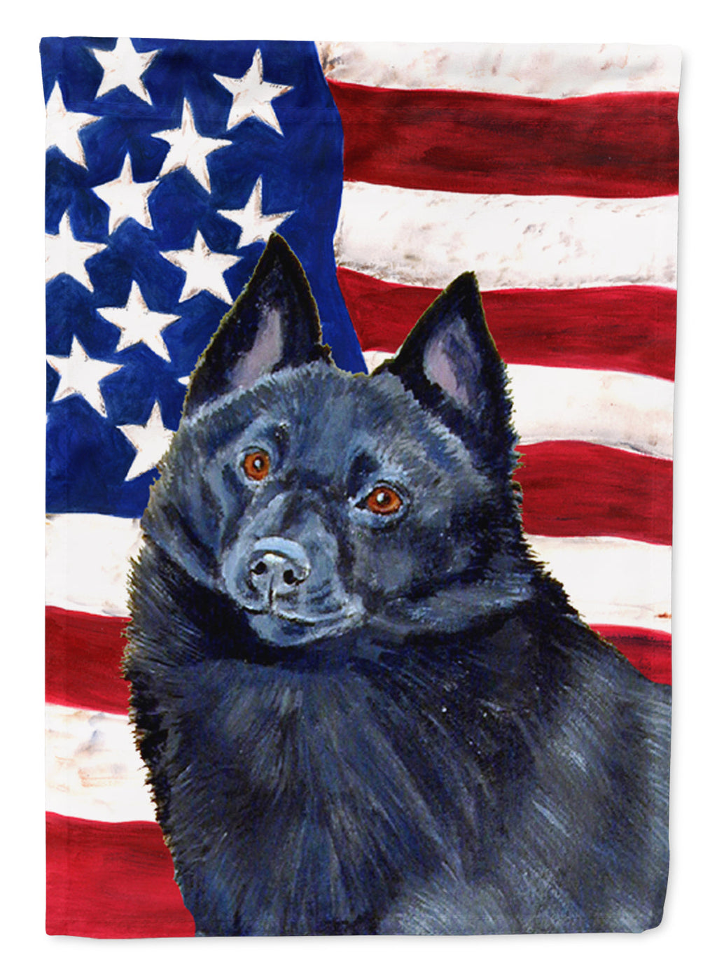 USA American Flag with Schipperke House Flag 28x40 Porch Sleeve Pole Decorative Outside Yard Banner Artwork Wall Hanging, Polyester