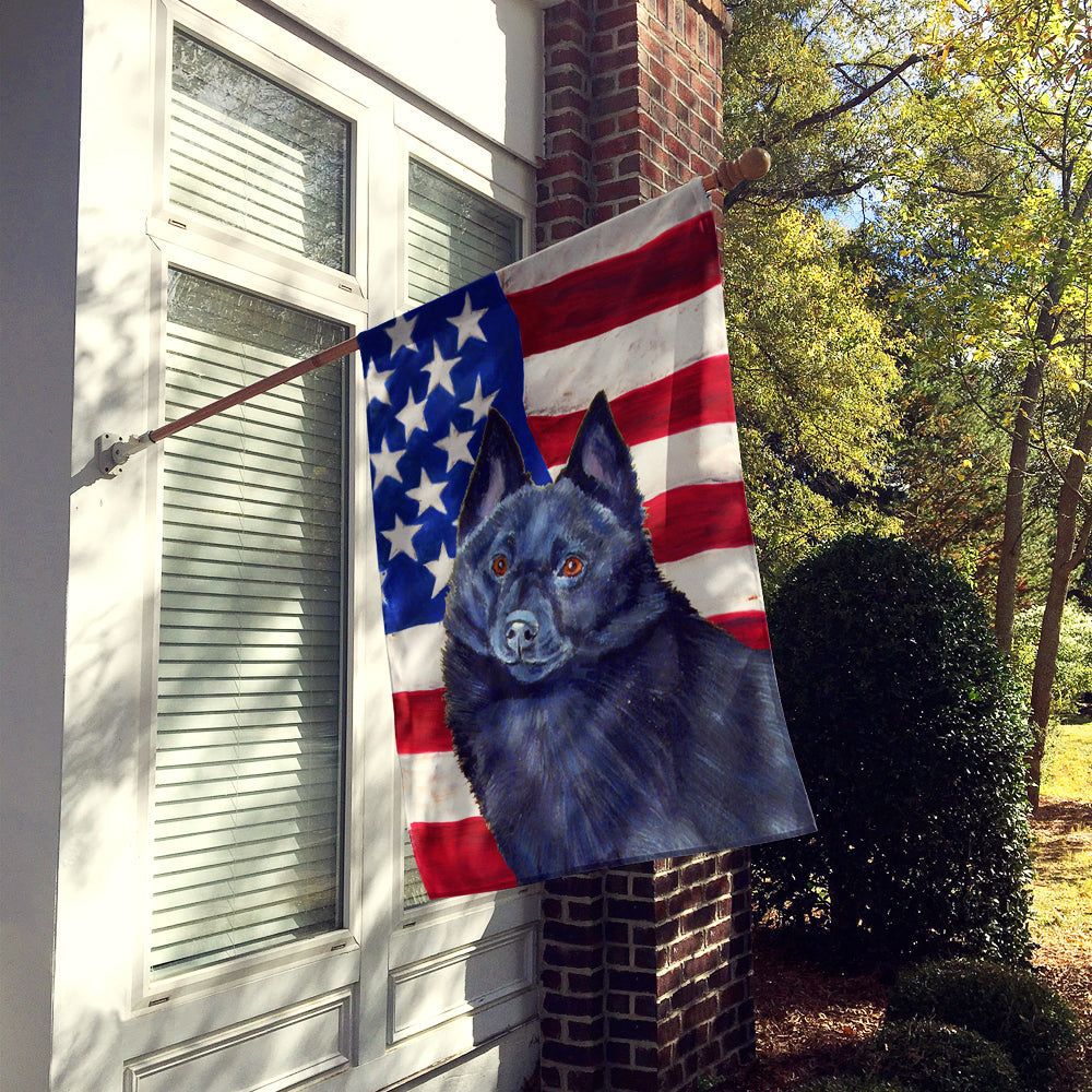 USA American Flag with Schipperke House Flag 28x40 Porch Sleeve Pole Decorative Outside Yard Banner Artwork Wall Hanging, Polyester