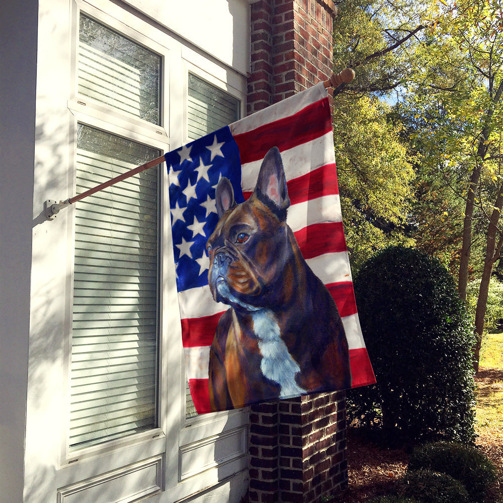 USA American Flag with French Bulldog House Flag 28x40 Porch Sleeve Pole Decorative Outside Yard Banner Artwork Wall Hanging, Polyester