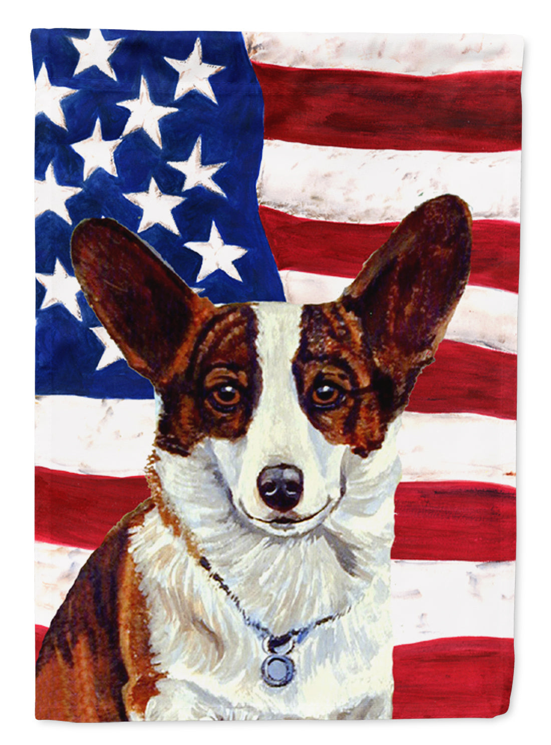 USA American Flag with Corgi House Flag 28x40 Porch Sleeve Pole Decorative Outside Yard Banner Artwork Wall Hanging, Polyester