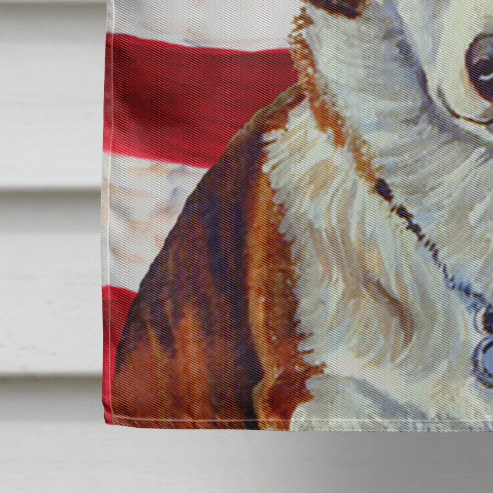 USA American Flag with Corgi House Flag 28x40 Porch Sleeve Pole Decorative Outside Yard Banner Artwork Wall Hanging, Polyester