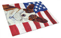 USA American Flag with Corgi Cutting Board Tempered Glass Kitchen Cutting Surface, Heat Resistant Chopping, Non-Slip Feet, Food Prep & Serving