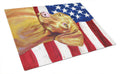 USA American Flag with Vizsla Cutting Board Tempered Glass Kitchen Cutting Surface, Heat Resistant Chopping, Non-Slip Feet, Food Prep & Serving