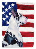 USA American Flag with Great Dane House Flag 28x40 Porch Sleeve Pole Decorative Outside Yard Banner Artwork Wall Hanging, Polyester