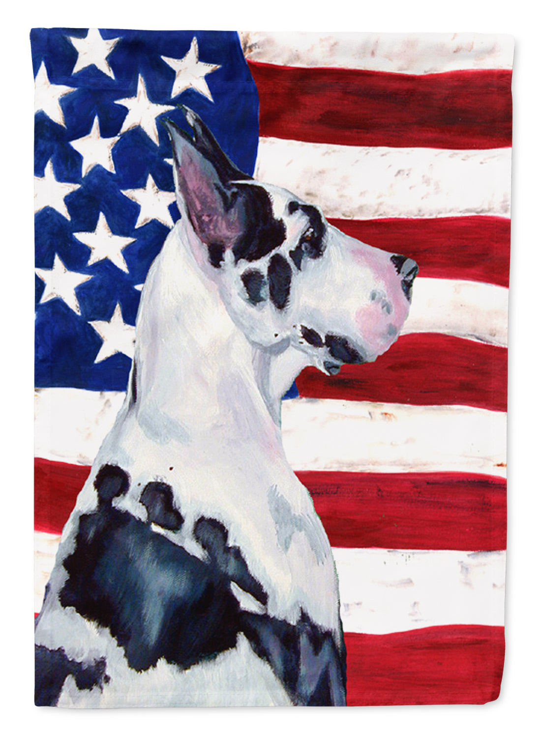 USA American Flag with Great Dane House Flag 28x40 Porch Sleeve Pole Decorative Outside Yard Banner Artwork Wall Hanging, Polyester