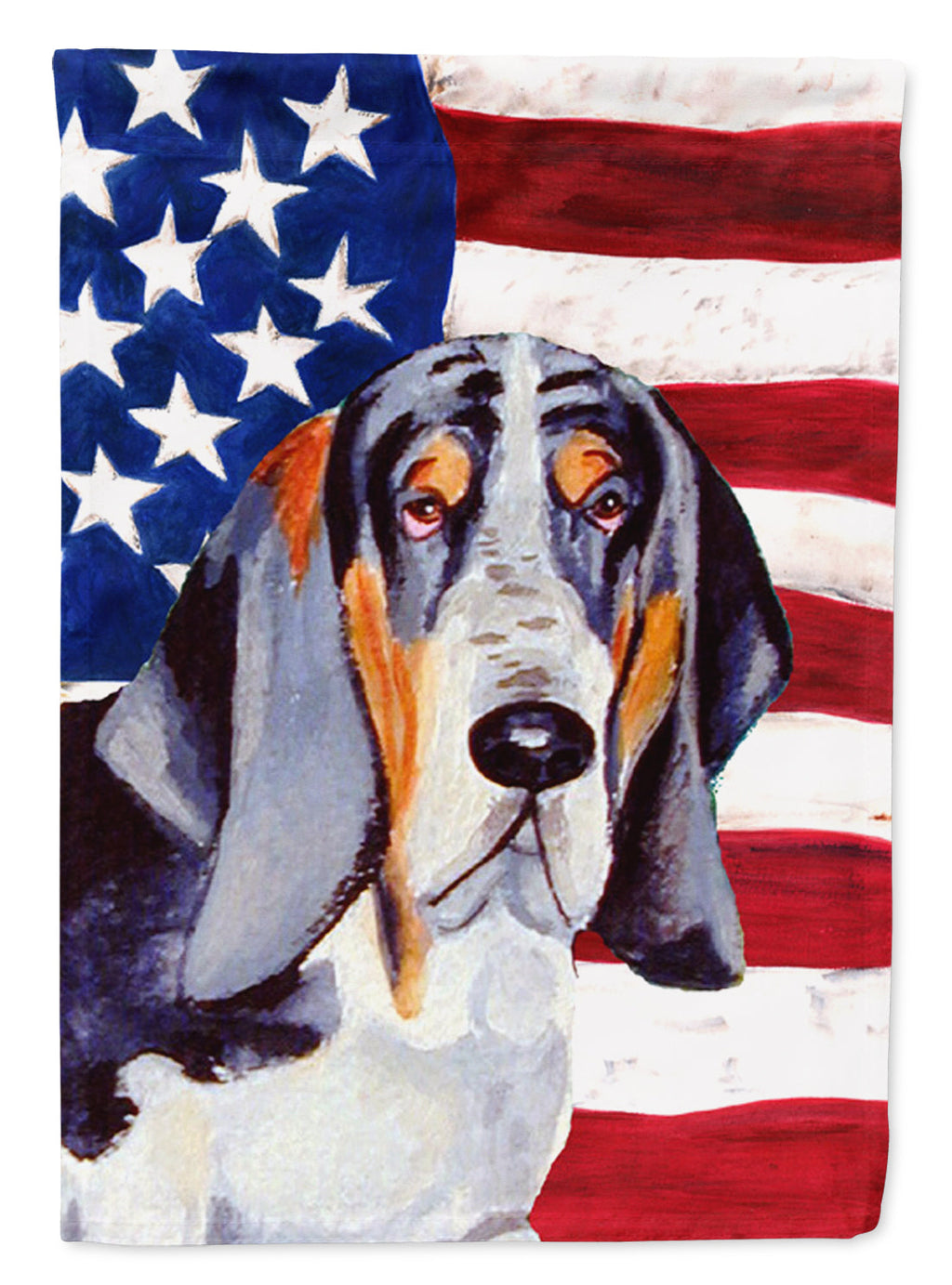 USA American Flag with Basset Hound House Flag 28x40 Porch Sleeve Pole Decorative Outside Yard Banner Artwork Wall Hanging, Polyester