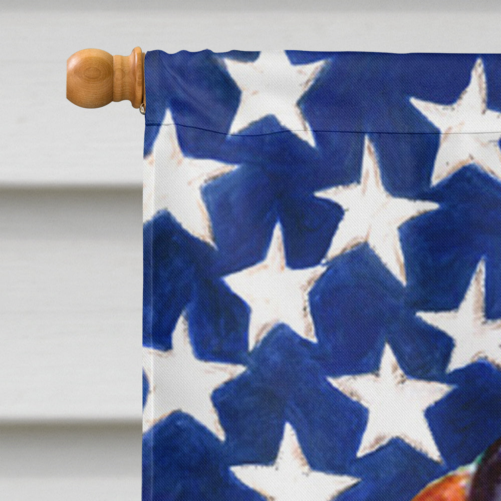 USA American Flag with Basset Hound House Flag 28x40 Porch Sleeve Pole Decorative Outside Yard Banner Artwork Wall Hanging, Polyester
