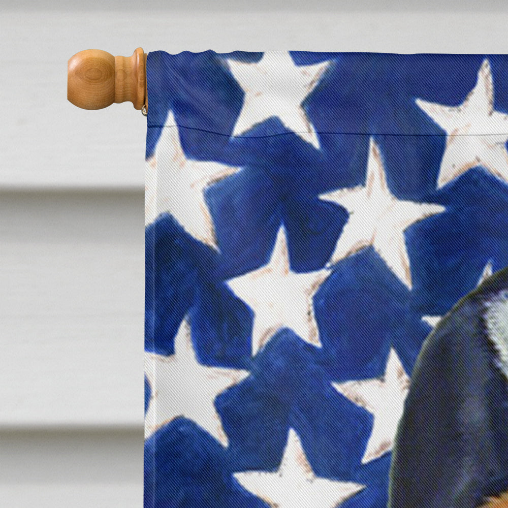 USA American Flag with Basset Hound House Flag 28x40 Porch Sleeve Pole Decorative Outside Yard Banner Artwork Wall Hanging, Polyester