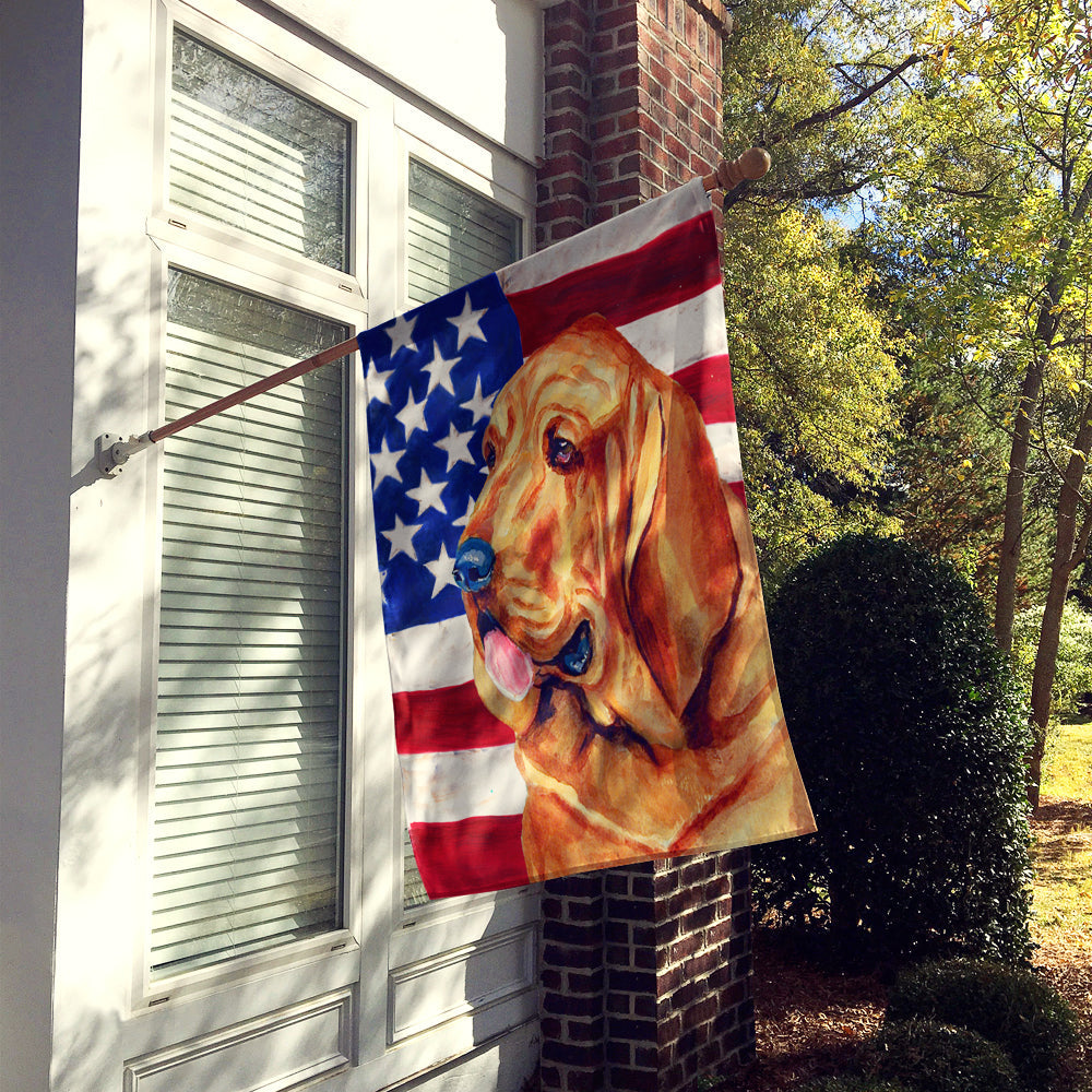 USA American Flag with Bloodhound House Flag 28x40 Porch Sleeve Pole Decorative Outside Yard Banner Artwork Wall Hanging, Polyester