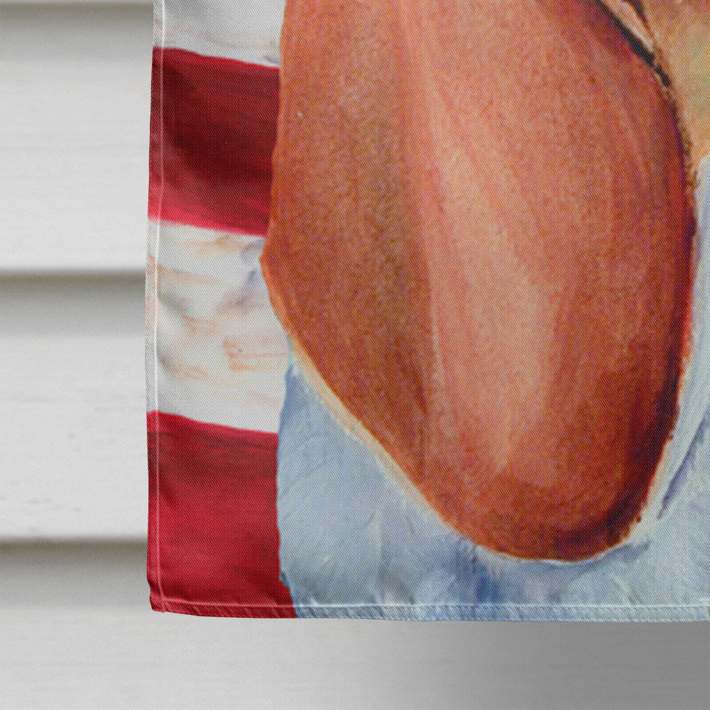 USA American Flag with Basset Hound House Flag 28x40 Porch Sleeve Pole Decorative Outside Yard Banner Artwork Wall Hanging, Polyester