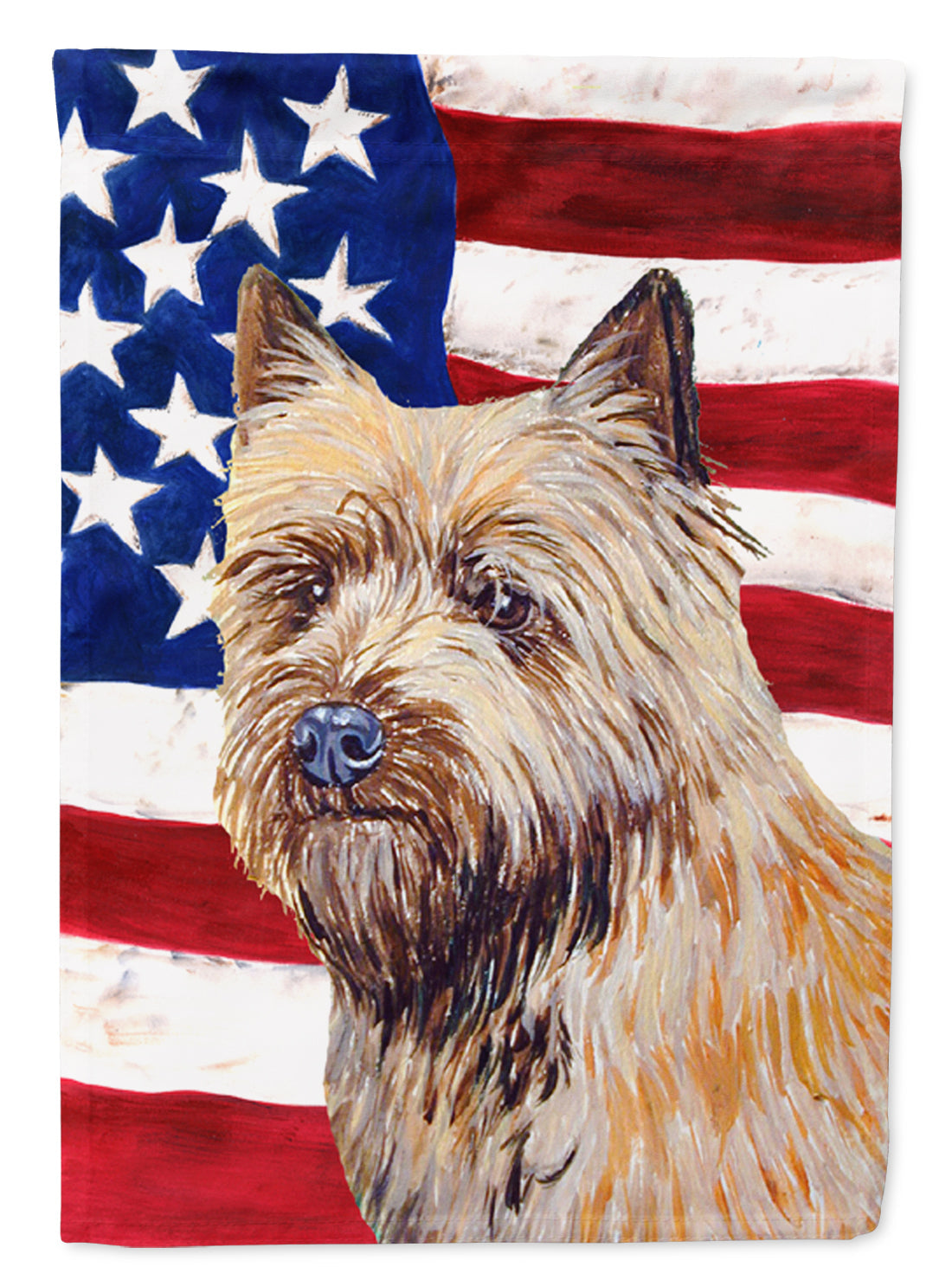 USA American Flag with Cairn Terrier House Flag 28x40 Porch Sleeve Pole Decorative Outside Yard Banner Artwork Wall Hanging, Polyester