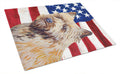 USA American Flag with Cairn Terrier Cutting Board Tempered Glass Kitchen Cutting Surface, Heat Resistant Chopping, Non-Slip Feet, Food Prep & Serving
