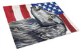 USA American Flag with Flat Coated Retriever Cutting Board Tempered Glass Kitchen Cutting Surface, Heat Resistant Chopping, Non-Slip Feet, Food Prep & Serving
