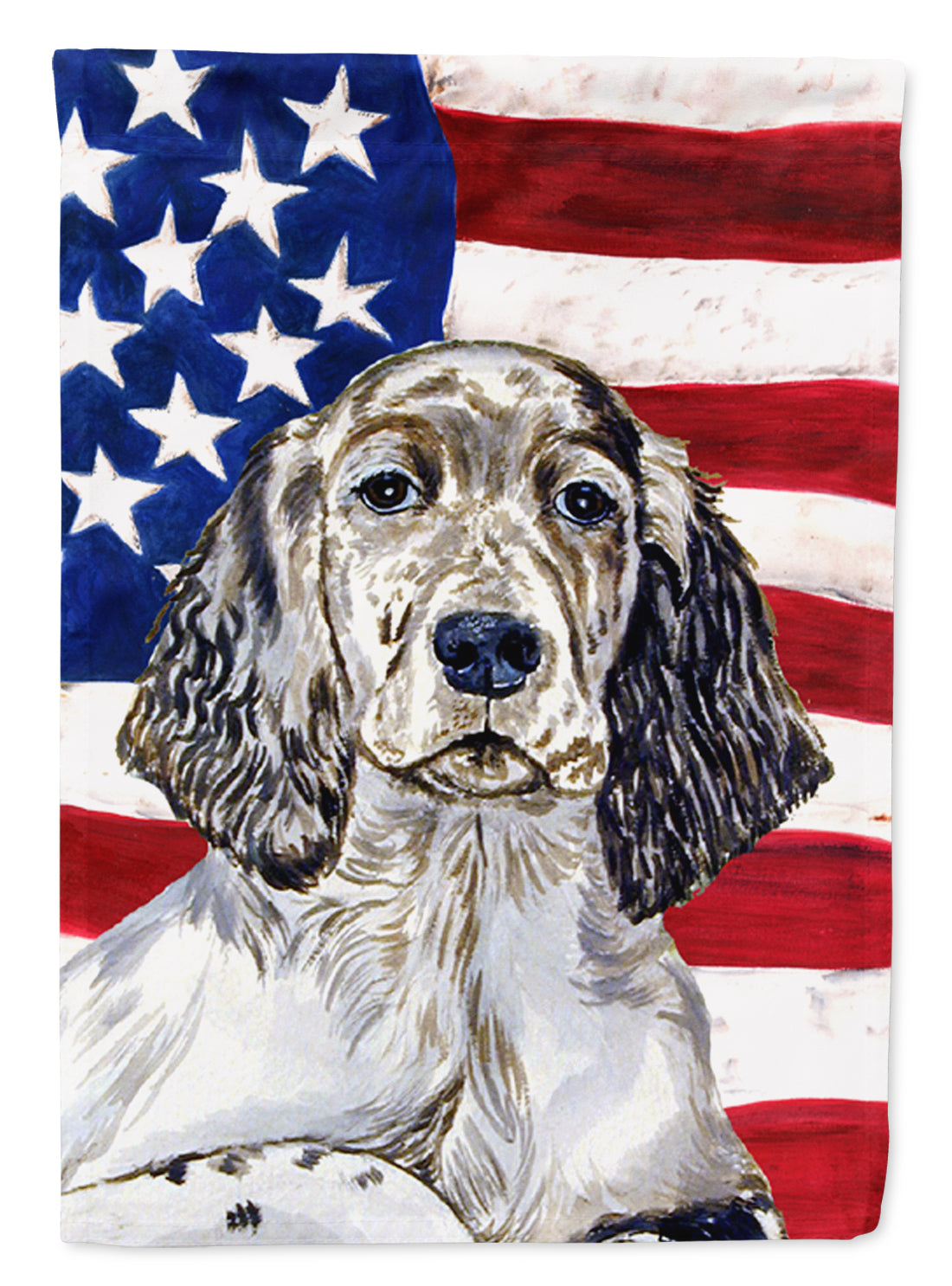 USA American Flag with English Setter House Flag 28x40 Porch Sleeve Pole Decorative Outside Yard Banner Artwork Wall Hanging, Polyester