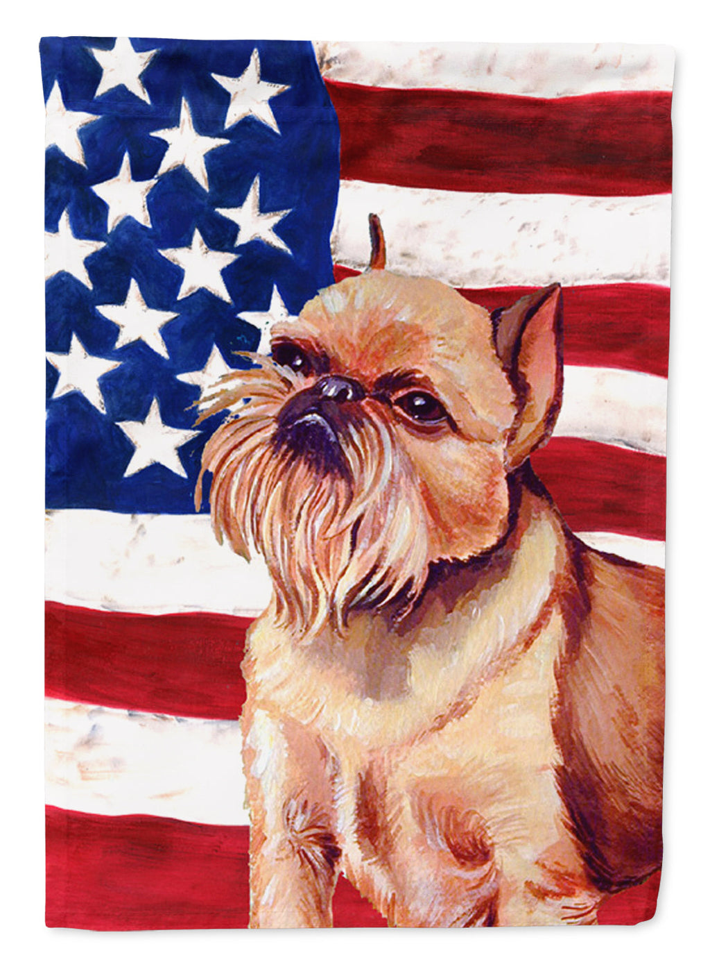 USA American Flag with Brussels Griffon House Flag 28x40 Porch Sleeve Pole Decorative Outside Yard Banner Artwork Wall Hanging, Polyester
