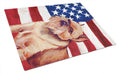 USA American Flag with Brussels Griffon Cutting Board Tempered Glass Kitchen Cutting Surface, Heat Resistant Chopping, Non-Slip Feet, Food Prep & Serving