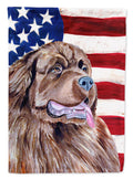 USA American Flag with Newfoundland House Flag 28x40 Porch Sleeve Pole Decorative Outside Yard Banner Artwork Wall Hanging, Polyester