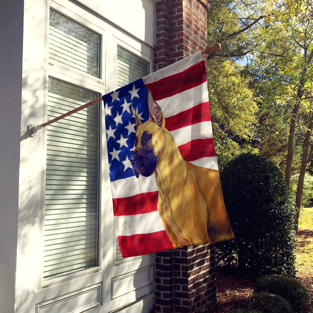 USA American Flag with Great Dane House Flag 28x40 Porch Sleeve Pole Decorative Outside Yard Banner Artwork Wall Hanging, Polyester