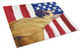 USA American Flag with Great Dane Cutting Board Tempered Glass Kitchen Cutting Surface, Heat Resistant Chopping, Non-Slip Feet, Food Prep & Serving