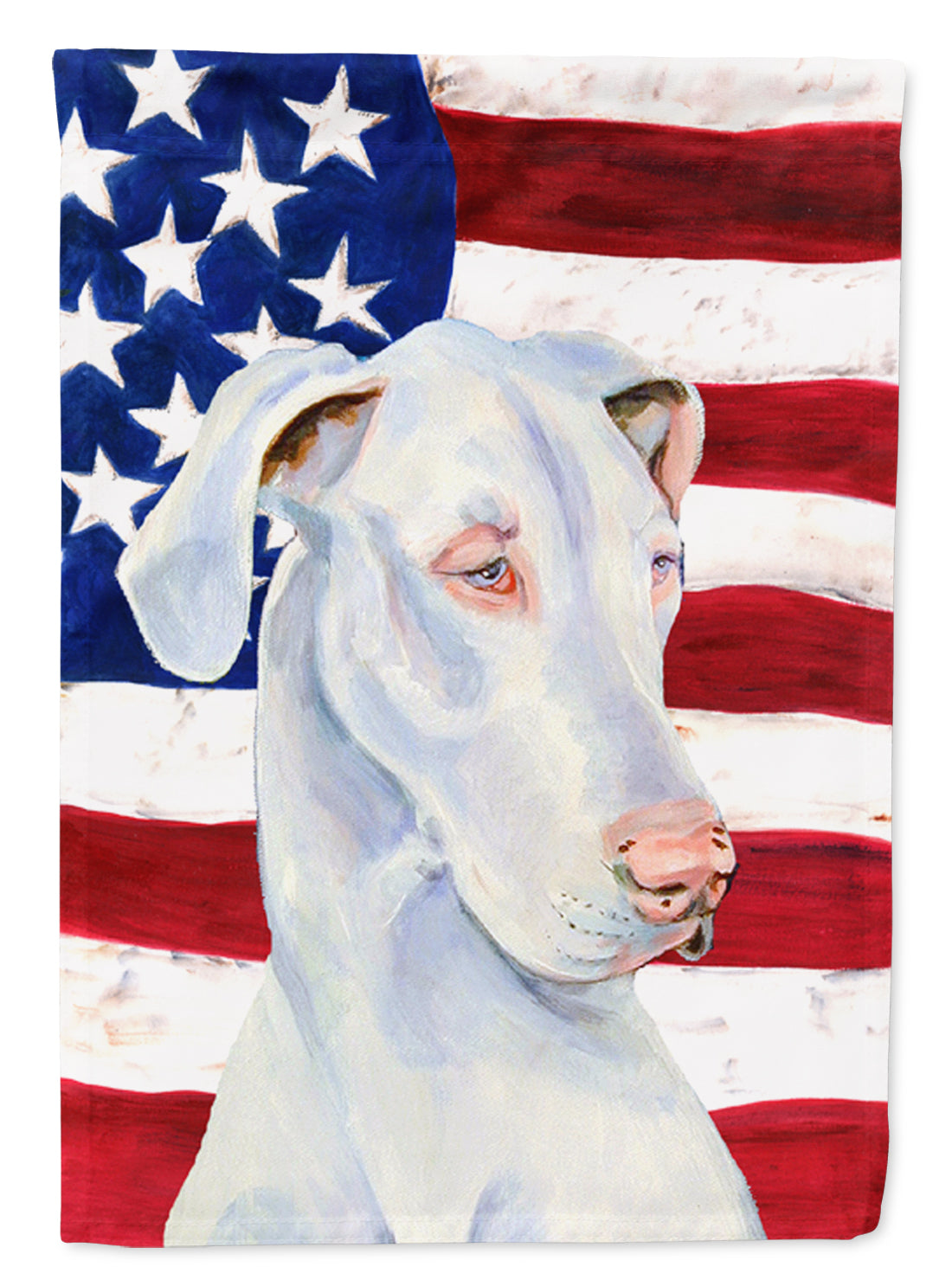 USA American Flag with Great Dane House Flag 28x40 Porch Sleeve Pole Decorative Outside Yard Banner Artwork Wall Hanging, Polyester