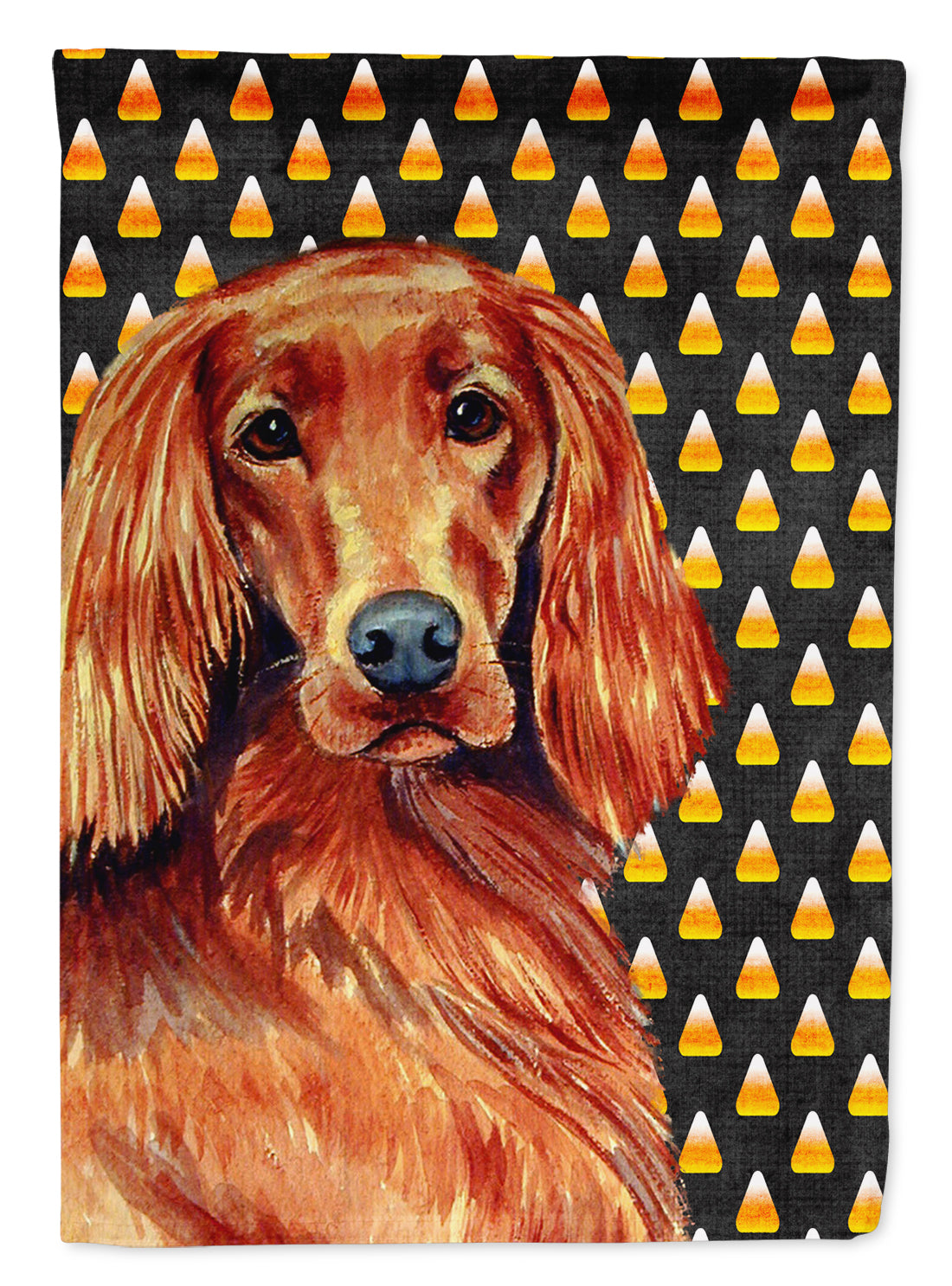 Irish Setter Candy Corn Halloween Portrait House Flag 28x40 Porch Sleeve Pole Decorative Outside Yard Banner Artwork Wall Hanging, Polyester