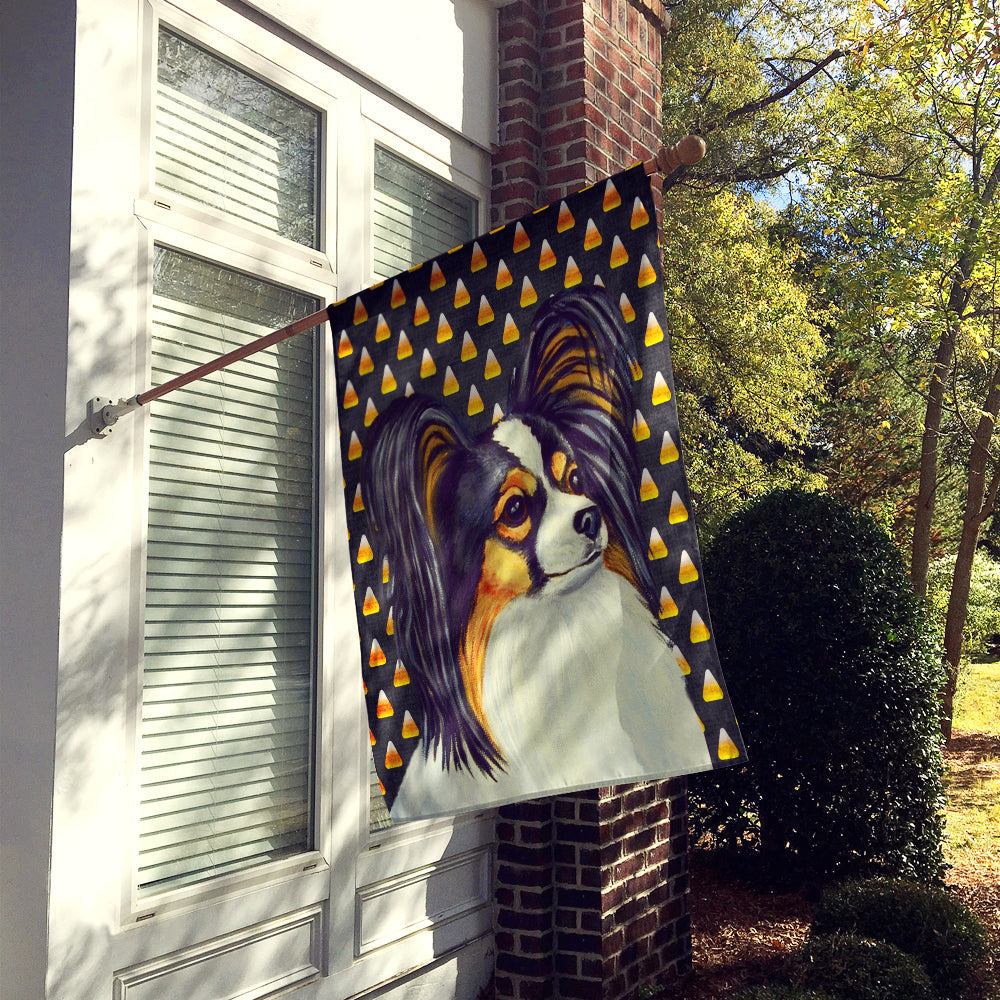 Papillon Candy Corn Halloween Portrait House Flag 28x40 Porch Sleeve Pole Decorative Outside Yard Banner Artwork Wall Hanging, Polyester