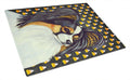 Papillon Candy Corn Halloween Portrait Cutting Board Tempered Glass Kitchen Cutting Surface, Heat Resistant Chopping, Non-Slip Feet, Food Prep & Serving