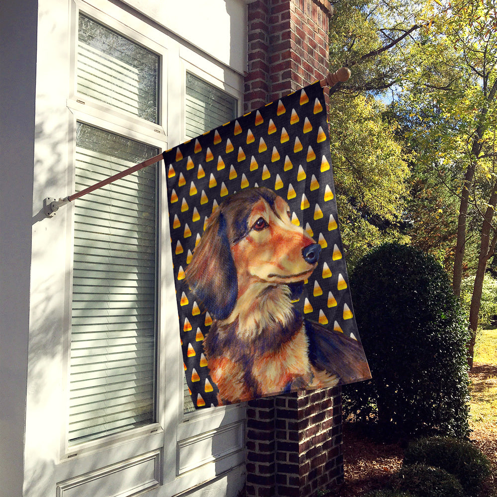 Dachshund Candy Corn Halloween Portrait House Flag 28x40 Porch Sleeve Pole Decorative Outside Yard Banner Artwork Wall Hanging, Polyester