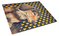 Dachshund Candy Corn Halloween Portrait Cutting Board Tempered Glass Kitchen Cutting Surface, Heat Resistant Chopping, Non-Slip Feet, Food Prep & Serving