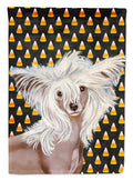 Chinese Crested Candy Corn Halloween Portrait House Flag 28x40 Porch Sleeve Pole Decorative Outside Yard Banner Artwork Wall Hanging, Polyester