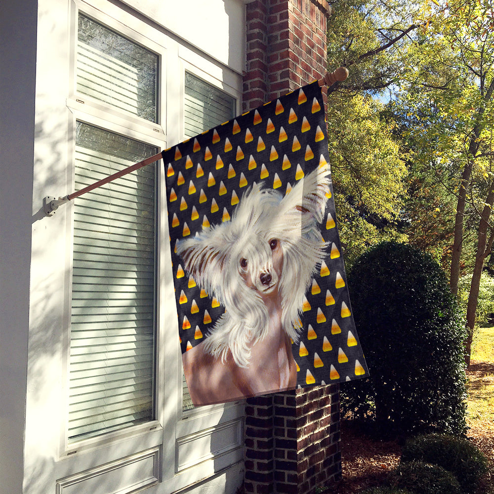 Chinese Crested Candy Corn Halloween Portrait House Flag 28x40 Porch Sleeve Pole Decorative Outside Yard Banner Artwork Wall Hanging, Polyester
